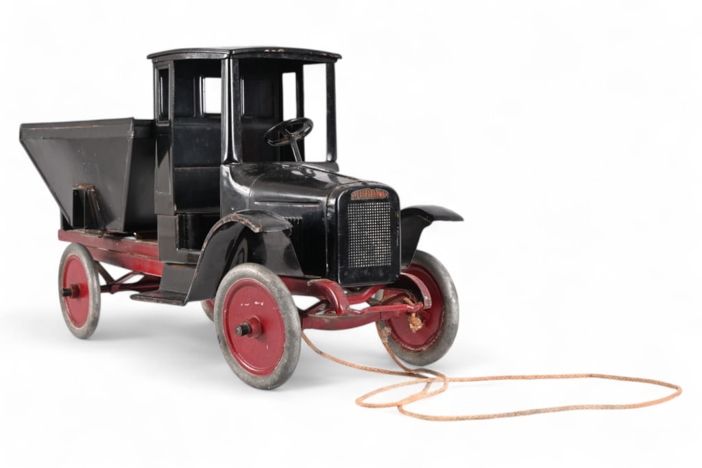 Large Buddy L Pressed Steel Pull Toy Truck: 25" x 8.5" x 12.25".