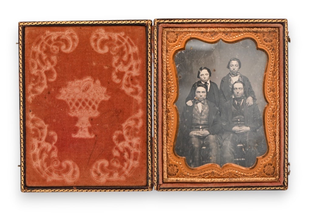 Daguerreotype Photo of Peralta Brothers California: From the John Coffee Hays, Applewhite-Clark Collection. Attributed to the Peralta Brothers of California. Daguerreotype: image of four unknown young Mexican men. Tag on image indicated these to be the