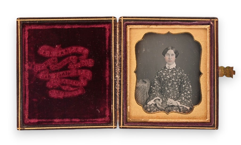 Elizabeth Riddle, Daguerreotype San Antonio Texas: From the Applewhite-Clark Collection. Wife of early Texian Wilson Irwin Riddle, sister of Judge George Menefee, of Indianola, Texas. Mr. Riddle was an acquaintance of John Coffee Hays. In 1843, Elizab