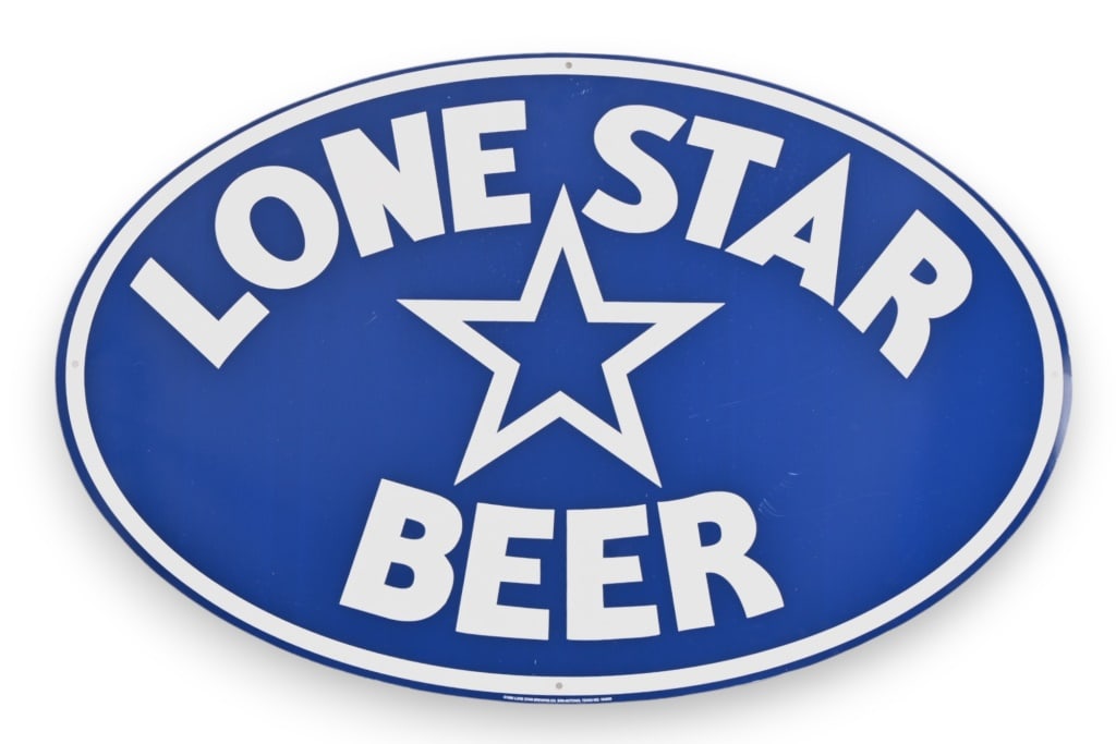 Lone Star Beer Blue Oval Tin Sign NOS: 35" x 23.5".