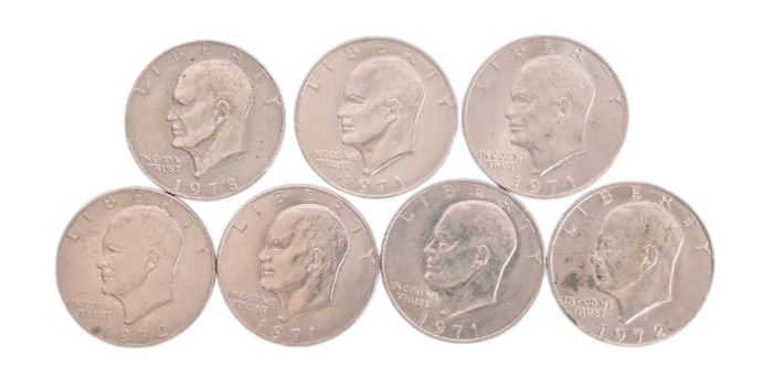 (7) Eisenhower Silver Dollars 1971-1978: (4)1971, (2) 1972 & (1)1978