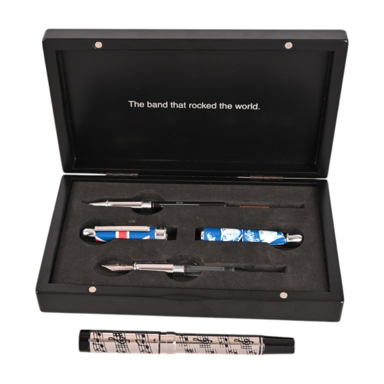 The Beatles ACME & Labar Music Note Ballpoint Pens: The Beatles pen is in original collector case.