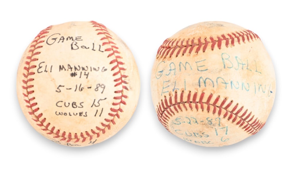 (2) Eli Manning Little League Game Balls: Circa 1989