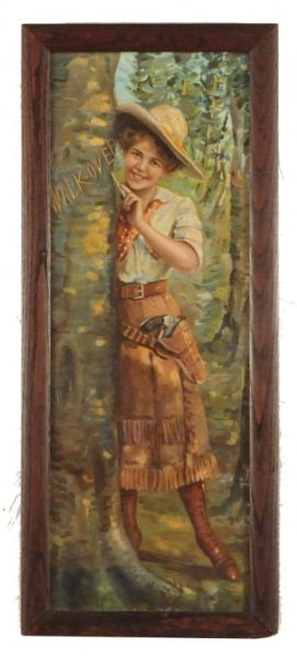 Walk-Over Shoes Cowgirl Advertising Lithograph: Image measures 11" x 30".