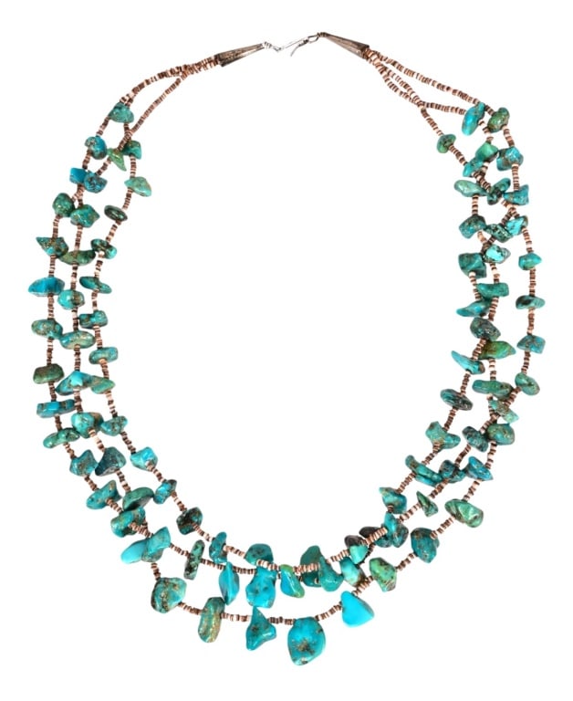 Turquoise Stone Necklace: 25" in length