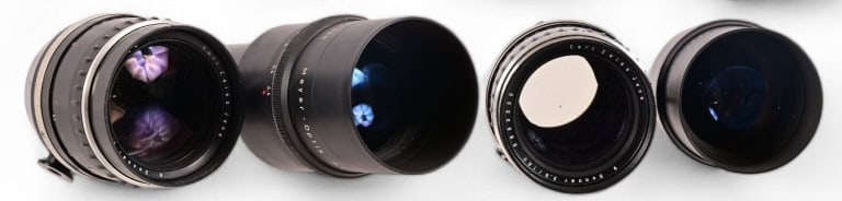 (2) German Meyer Optik & Carl Zeiss Camera Optics: Meyer-Optik Gorlitz Telemegor 4.5/300 optic; Carl Zeiss Jena Sonnar 2,8/180 optic