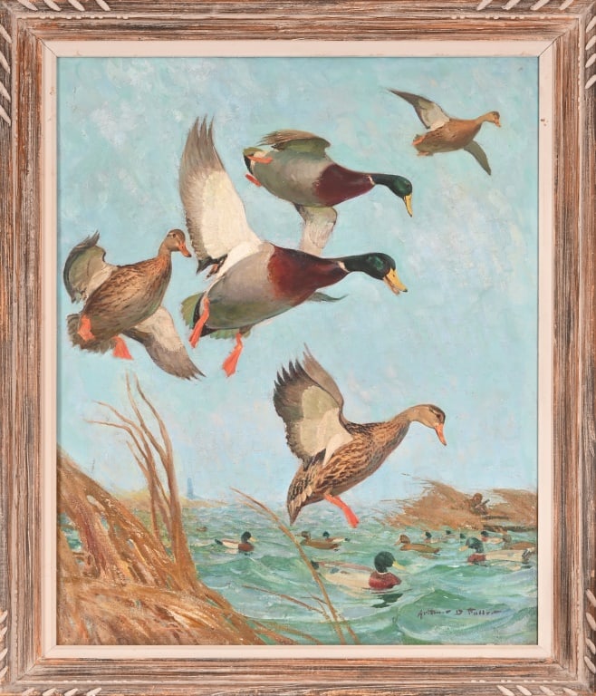 Arthur Davenport Fuller Original Mallard Painting: Signed by artist. 30" x 39". Frame measures 36" x 45".