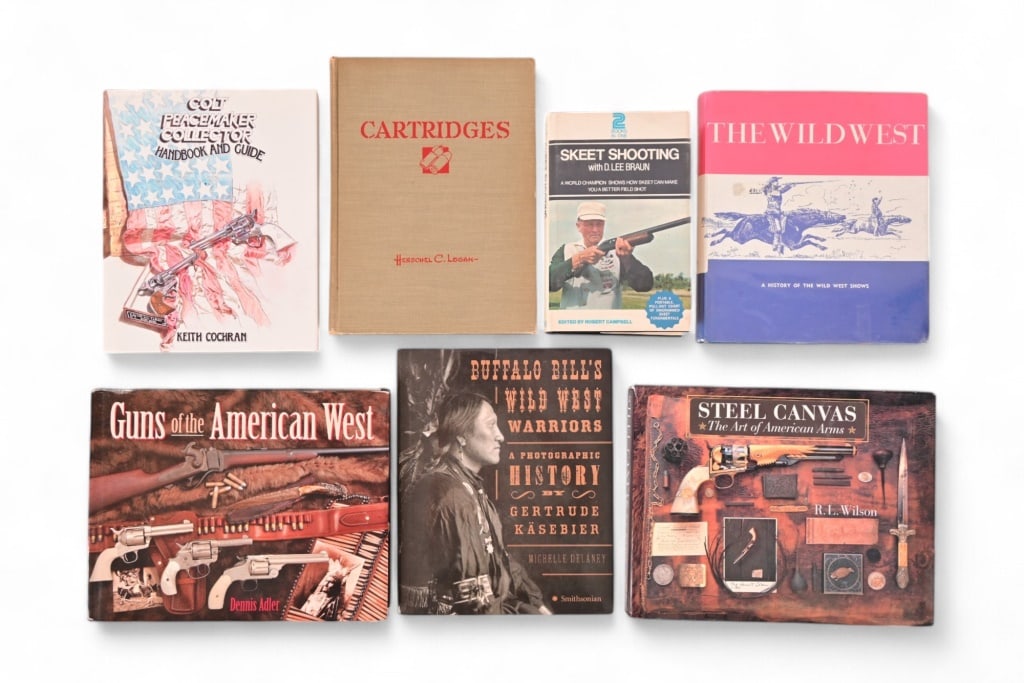 (7) Western & Gun Collector Books: "Buffalo Bill's Wild West Warriors", by Gertrude Kasebier; "The Wild Wild West", published by the Amon Carter Museum of Western Art; "Guns of the American West" by Dennis Adler; "Colt Peacemaker Colle