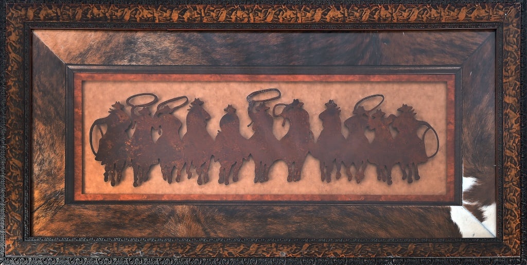 Rustic Metal "Eleven Riders" Framed: 30" x 60"