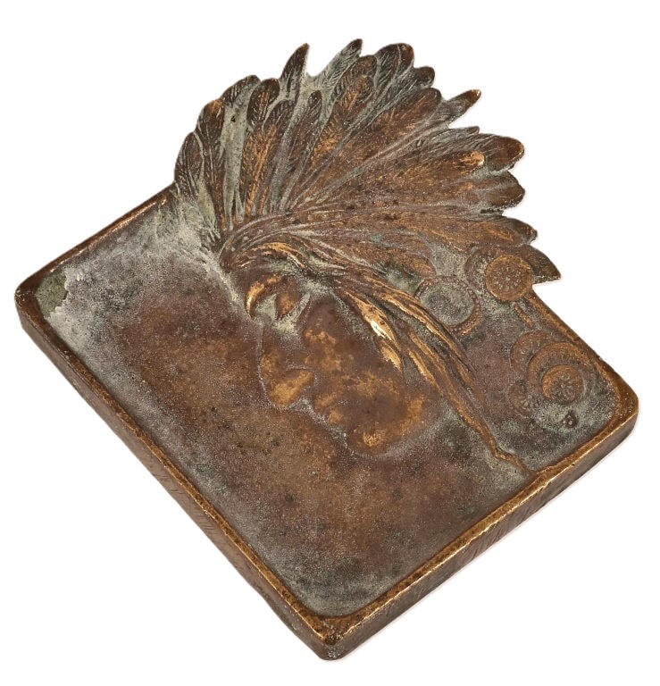 Antique Brass, Indian Chief Cigar Ash Tray (1 of 3)