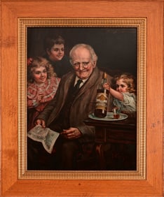 Very Rare, 1904 I.W. Harper Whiskey Reverse Glass Sign