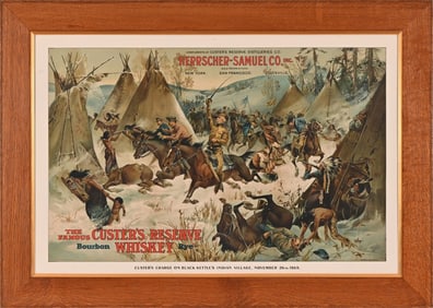 Custer's Reserve Whiskey Paper Advertising Sign