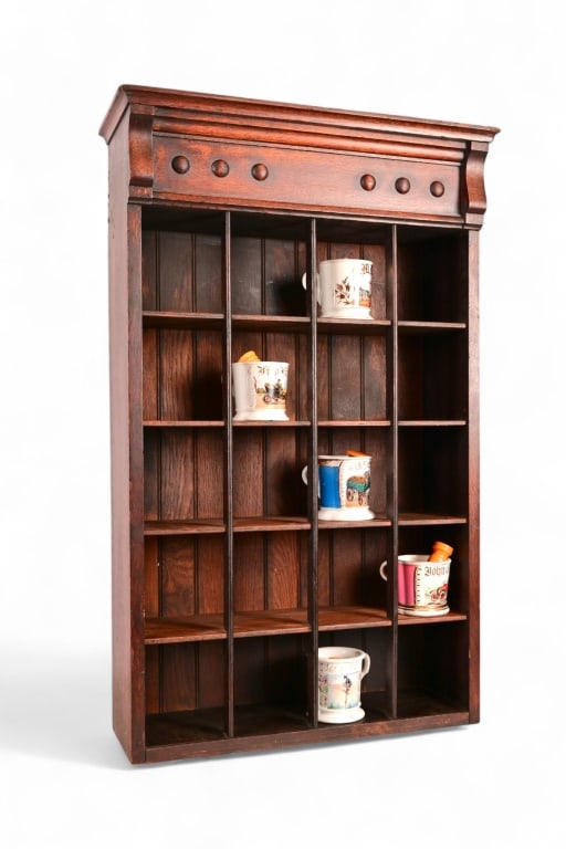 Antique Oak, Barbershop Shaving Mug Cabinet (1 of 4)