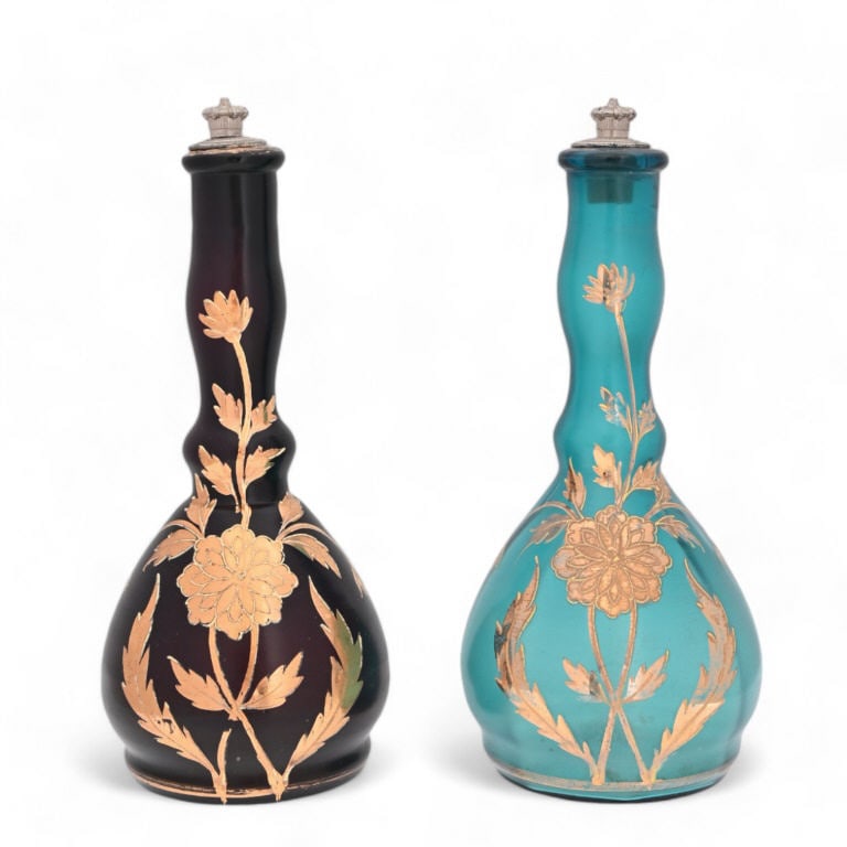 Two Antique Gold Overlaid Barber Bottles (1 of 4)