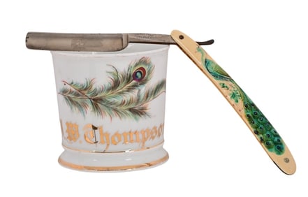 Antique Shaving Mug & Straight Razor