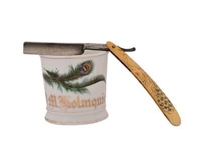 Antique Shaving Mug & Straight Razor