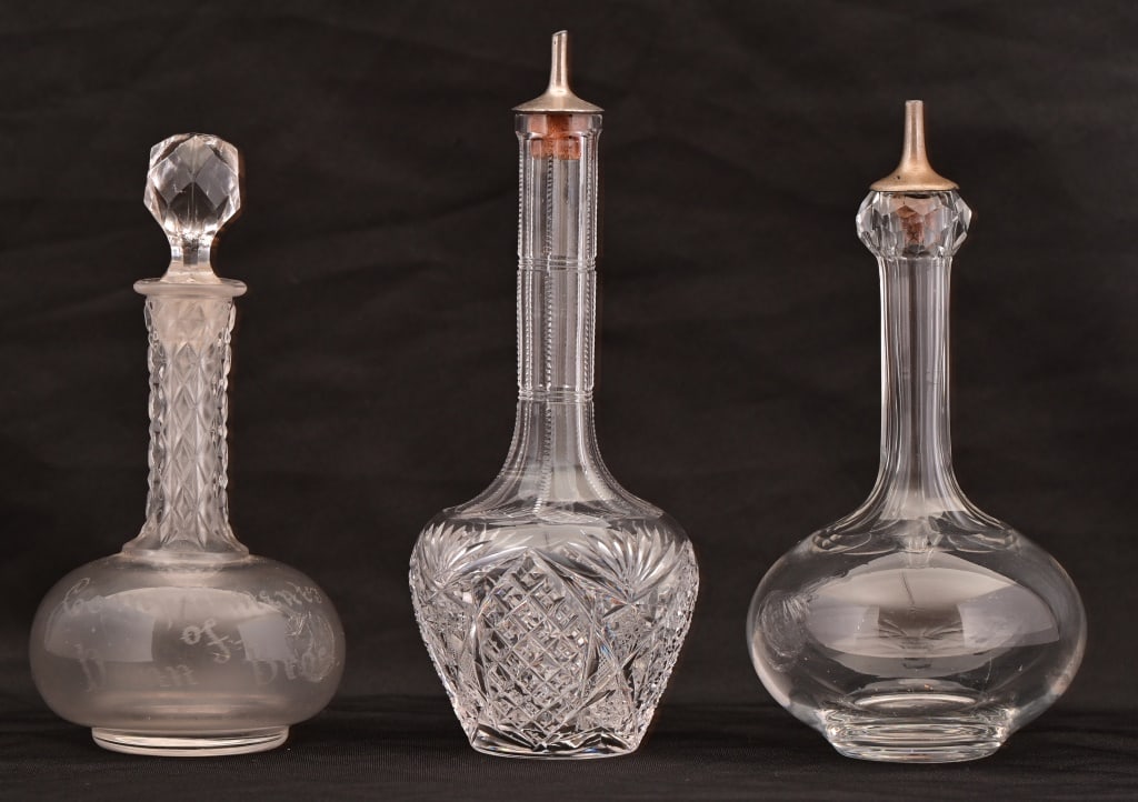 Three Antique Clear Glass Barber Bottles (1 of 7)