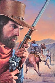 "Riders West" Guy Deel Original Pulp Illustration