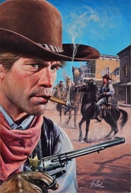 "Trail Town" Guy Deel Original Pulp Illustration
