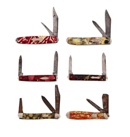 Six End Of Day Celluloid Handled Pocket Knives