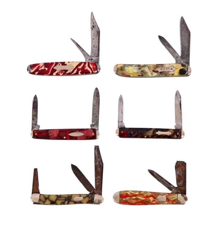 Six End Of Day Celluloid Handled Pocket Knives (1 of 8)