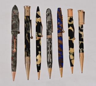 Seven Vintage Celluloid Mechanical Pencils