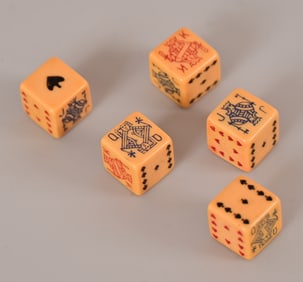 120 Year Old Poker Dice Set of Five