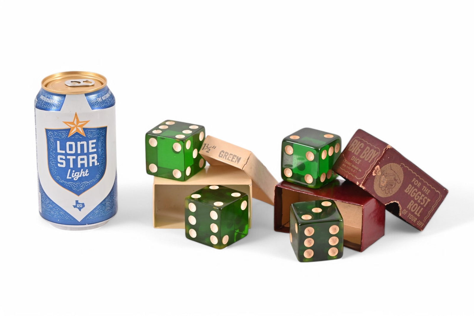 Two Pair of Large 1 1/2" Translucent Green Dice (1 of 6)