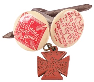 Two Antique Red Cross Stove & Range Premiums