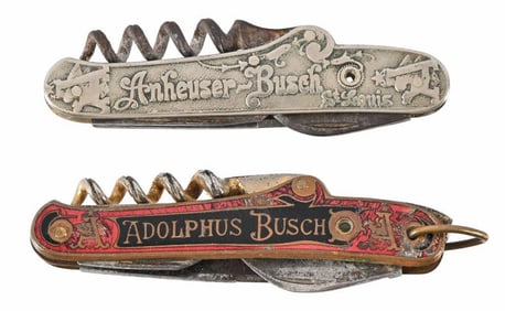 Two Vintage Anheuser Busch Advertising Pocket Knives