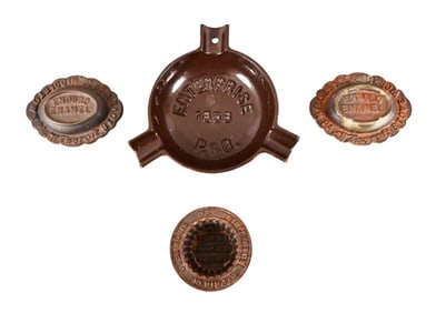 Four Advertising Items, Ashtray, Muffin Mold & Trays