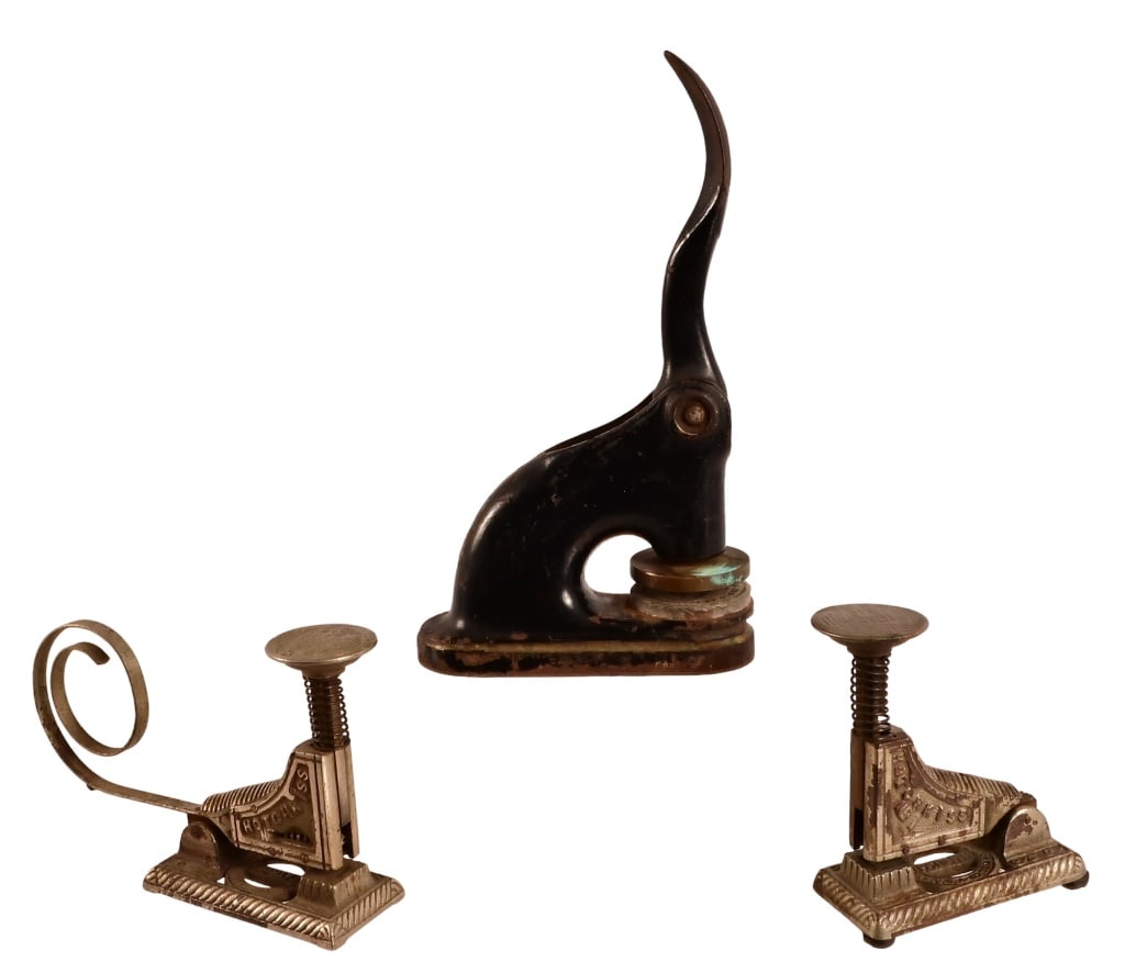 Twop Hotchkiss Staplers & Cast Iron Seal Stamp (1 of 13)