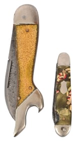 Two Pocket Knives. One Lady's Leg & One Pen