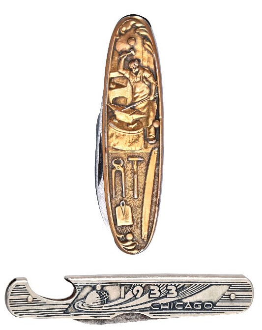 Two Pin Knives. One Blacksmith & 1933 Chicago (1 of 10)
