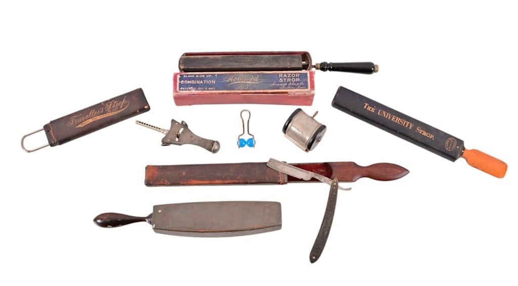 Collection of 8 Barber Razor, Strops, Sharpeners (1 of 9)