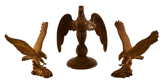 Collection of Three Brass Eagle Finials