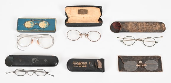 Five Pair of Antique Spectacles with Cases