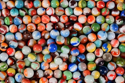 Large Collection of 596 Assorted Color Vintage Marbles