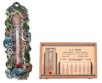 Wall Thermometer & 1939 Desk Calendar w/Thermometer