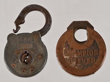 Two Antique Six-Lever Padlocks