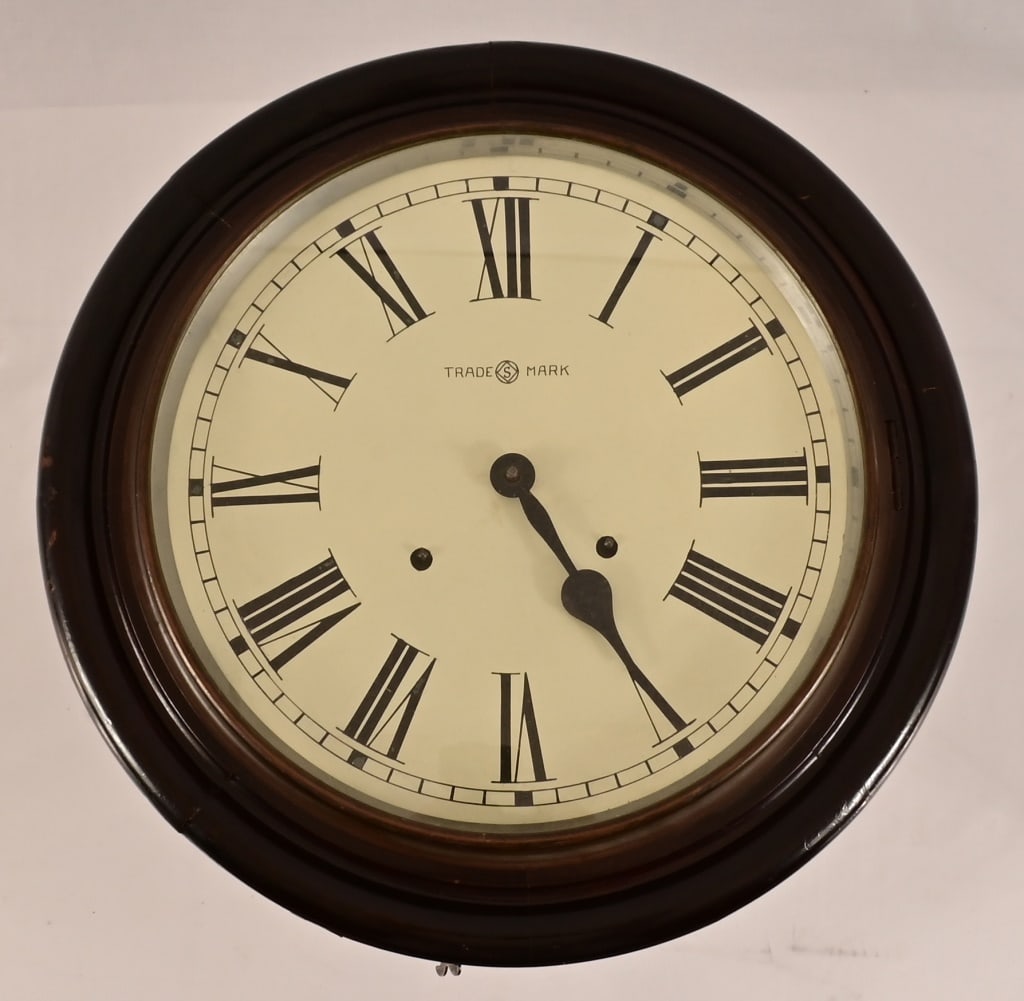 Large Circular Wood Wall Clock Trade "S" Mark (1 of 5)