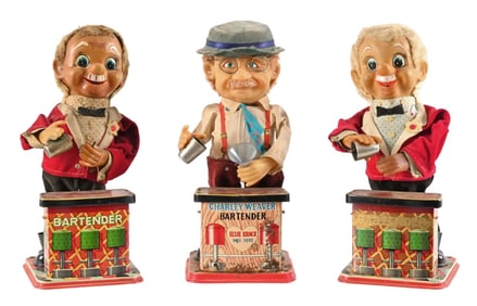 Three 1960's Charley Weaver Bartender Toys