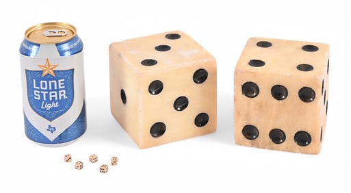 Two Very Large Marble Dice & A Mini Dice Set