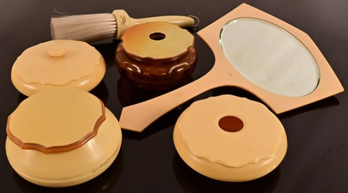 Ivory Color Pyralin Vanity Set