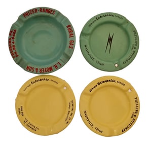 Four Antique Stove Advertisement Porcelain Ash Trays