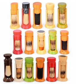 Collection of 16 Antique Bake-Lite Shaving Brushes