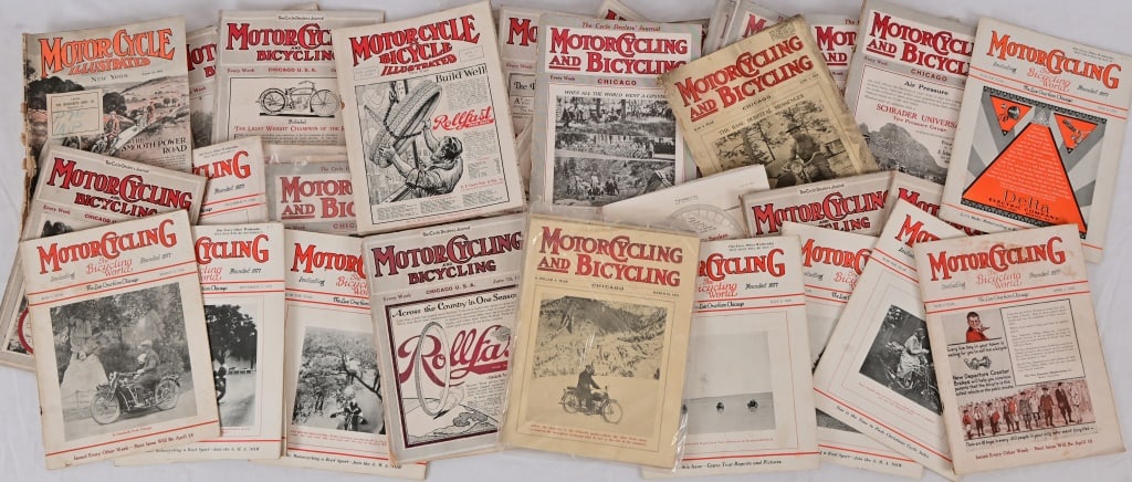 Collection of 1917 Motorcycling & Bicycling Magazines: Collection of 1917 Motorcycling & Bicycling Magazines. Quantity ???