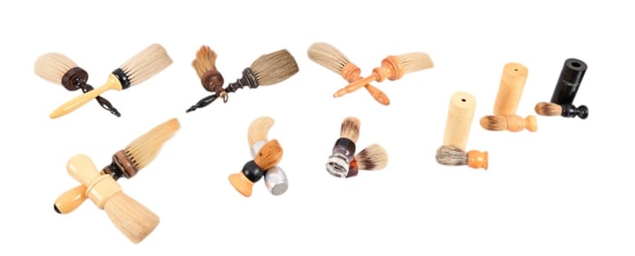 Collection of 15 Antique Barbershop Shaving Brushes