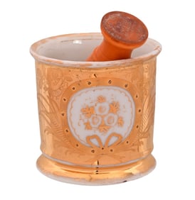 Antique Gold Overlay, Shaving Mug with Brush