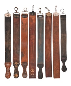 Collection of 8 Leather Barber Strops